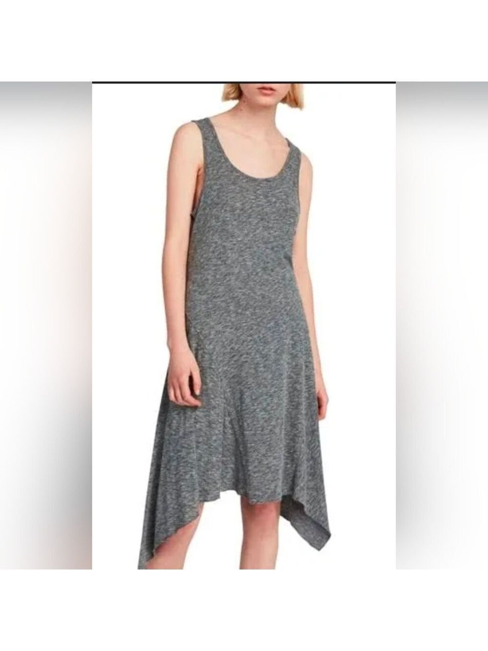 All Saints Ella Flame Assymetrical Gray Marl Tank Dress Size Small
